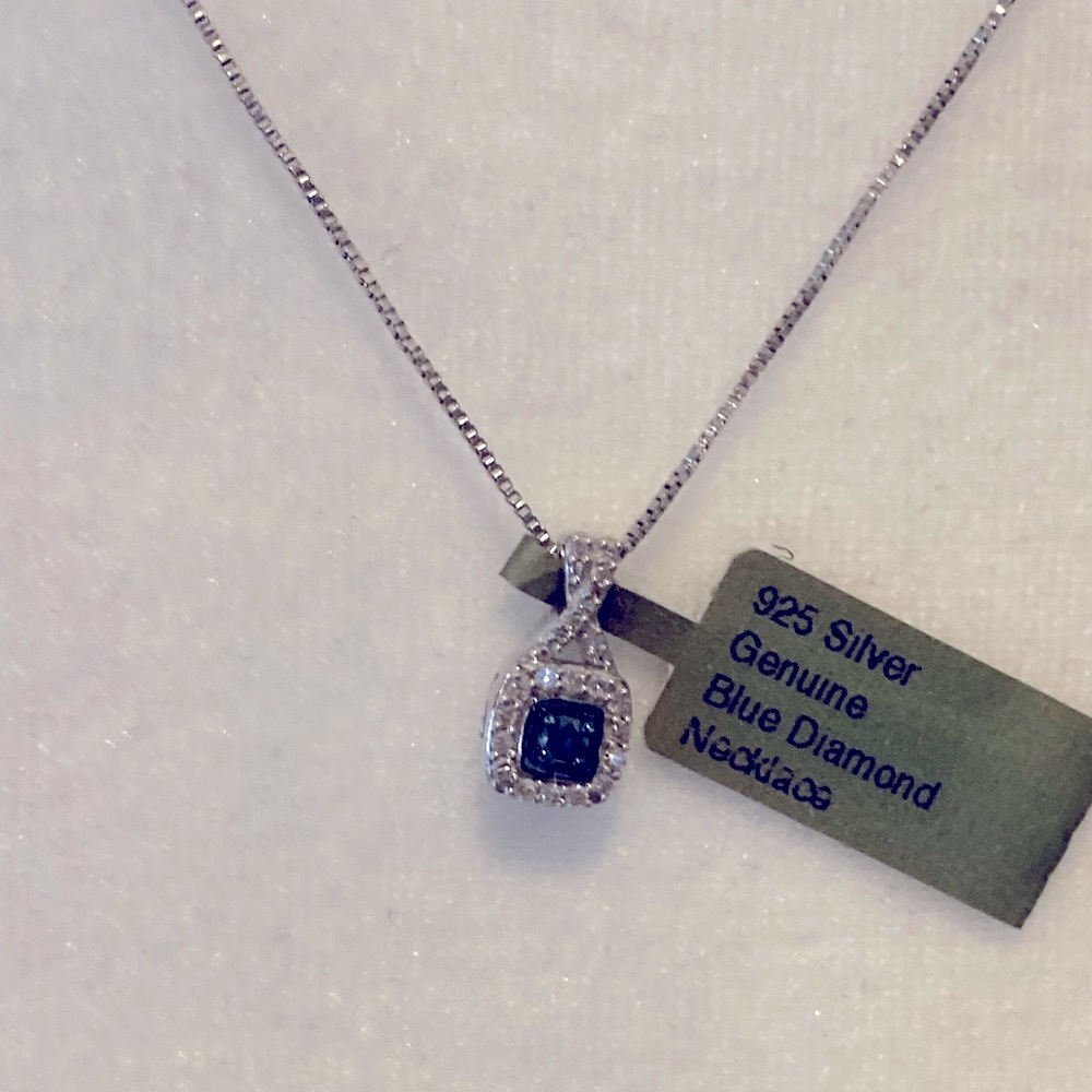 New White / Blue Diamond Necklace Reserved